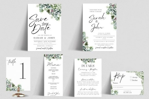 Download Eucalyptus Wedding Invitation Bundle - - Wedding invitation Collection