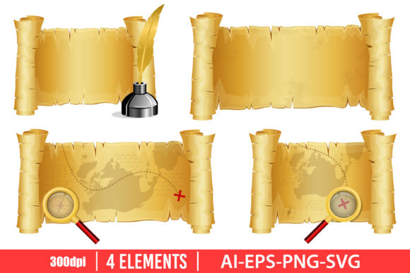 Download Old Paper Scroll Clipart Set - Scroll Collection