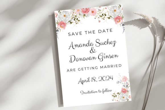 Download Pink and White Floral Save the Date Card - Save the date Collection