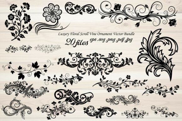 Download Luxury Floral Scroll Vine Ornament - Scroll Collection