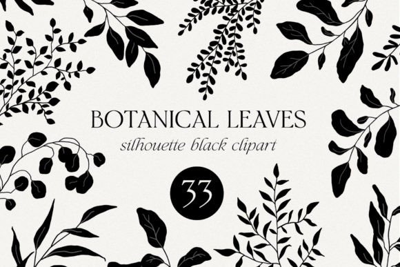 Download Botanical Black Floral Leaves Clipart - Premium Resources