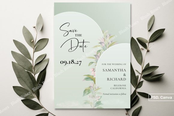 Download Green 2 Arch Blush Floral Save the Date - Save the date Collection