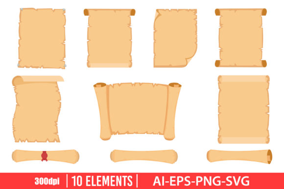 Download Papyrus Scroll Clipart Set - Scroll Collection