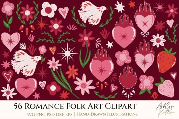 Download Romantic Element Folk Art Clipart - Romantic Collection
