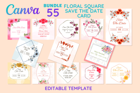 Download 55 Floral Square Save the Date Card - Save the date Collection