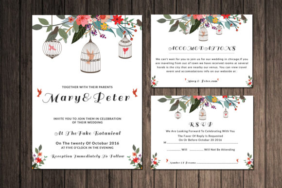 Download Printable Floral Wedding Invitation Set - Wedding invitation Collection